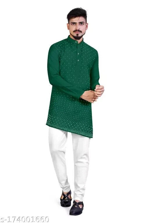 MENS KURTA &amp; PYJAMA SET FREE SHIPPING DRESS INDIAN ETHNIC PARTY WEAR COT... - $42.76