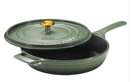 Tramontina Cast Iron Skillet Green 12&quot; Enameled Lid Oven Safe PFAS Free ... - $1,677.41 MXN