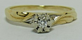 14k Yellow Gold .07ct Diamond Cathedral Ladie&#39;s Sz 4 Engagement Ring 1.7g - $125.00