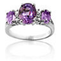 3.16CT Women&#39;s Unique Oval Cut Amethyst Design Ring Sterling 925 Silver - £63.68 GBP