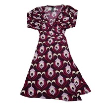 Bisou Bisou Dress Womens 4 Purple Michele Bohbot Short Sleeve Vneck Wrap... - $25.62