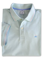 Brooks Brothers Mens Mint Blue Slim Fit Tipped Colla Polo Shirt XLarge XL 7817-6 - £48.47 GBP