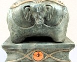 Vintage Asian Light Green Ceramic Rounded Elephant and Stand Sculpture - £312.39 GBP