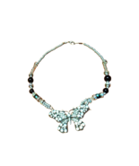 Handmade Vintage Butterfly Necklace Onyx Gemstone Silver Plated 17&quot; Choke - $34.94 CAD