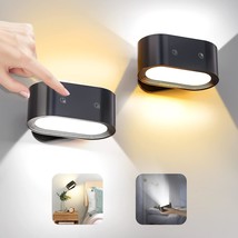 Battery Operated Wall Lights, Up&amp;Down Source Wall Lights 2 Pack, Rechargeable Le - £43.95 GBP