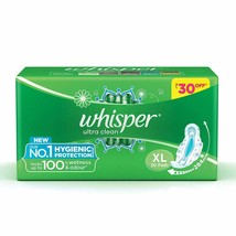 Whisper Ultra Clean XL Wings Sanitary Pads - 30 Pads  | Free Shipping - $22.04