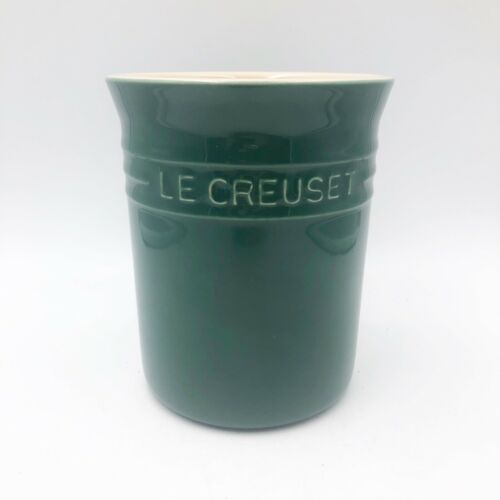 Rare Vintage Le Creuset Forrest Green 6 inch Pottery Utensil Holder - $39.99