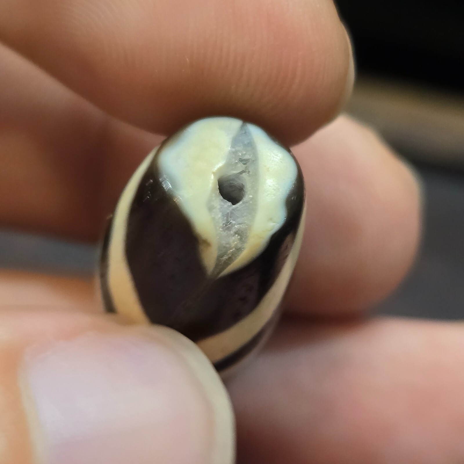 Antiguo tibetano muy único patrón ojo ágata piedra Dzi Bead Amulet Item image 5