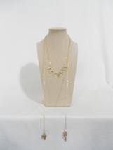 INC International Concepts 18&quot; Gold Tone Pave Gold Leaf Scarf Necklace Y618 $32 - £12.77 GBP