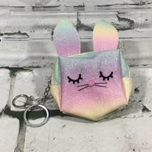 Lovisa Kids Rainbow Bunny Coin Purse Zippered Pouch Keychain Key Ring  - £11.08 GBP