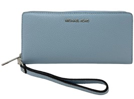 Michael Kors Continental Wallet Wristlet Pale Ocean Blue Leather 35T7STVE7L Y - £61.28 GBP