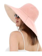Rulala Fancy Sun Hat Women Wide Brim Reversible UV Protection Cotton Pink - $20.29 CAD