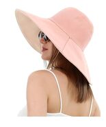 Rulala Fancy Sun Hat Women Wide Brim Reversible UV Protection Cotton Pink - $20.29 CAD
