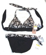Anne Cole Black &amp; White Floral Halter Bikini Swimsuit Size Medium NWT $92 - £46.76 GBP
