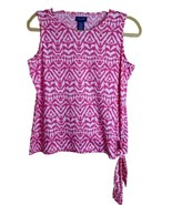 Caribbean Joe Blouse Top Womens Sz Smalll Pink/Print Short Sleeve - $20.41 CAD
