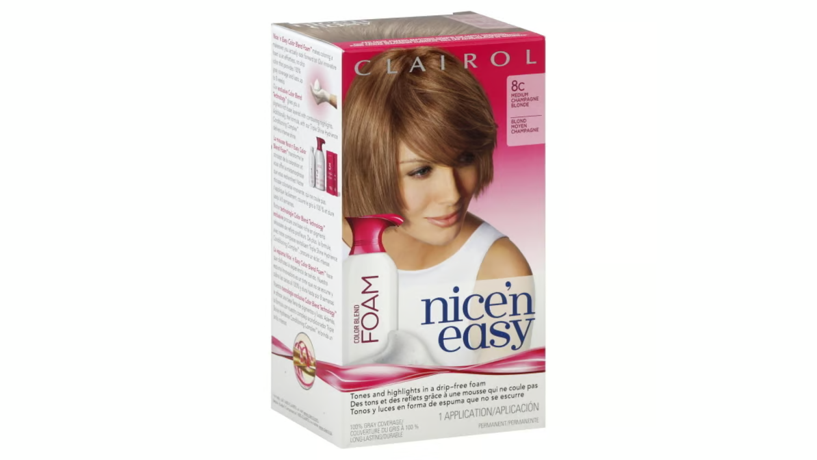 Clairol Nice'n Easy Hair Color Blend Foam, 8C - Medium Champange Blonde