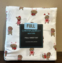 Cynthia Rowley Full Sheet Set Valentine&#39;s Day Dachshund Dog Hearts Cute Love - £31.96 GBP