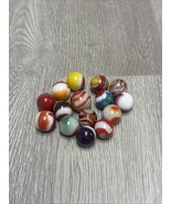LOT OF 15 ORIGINAL VINTAGE VITRO AGATE MARBLES .61mm RED &amp; BROWN ANTIQUE JD - $33.83 CAD