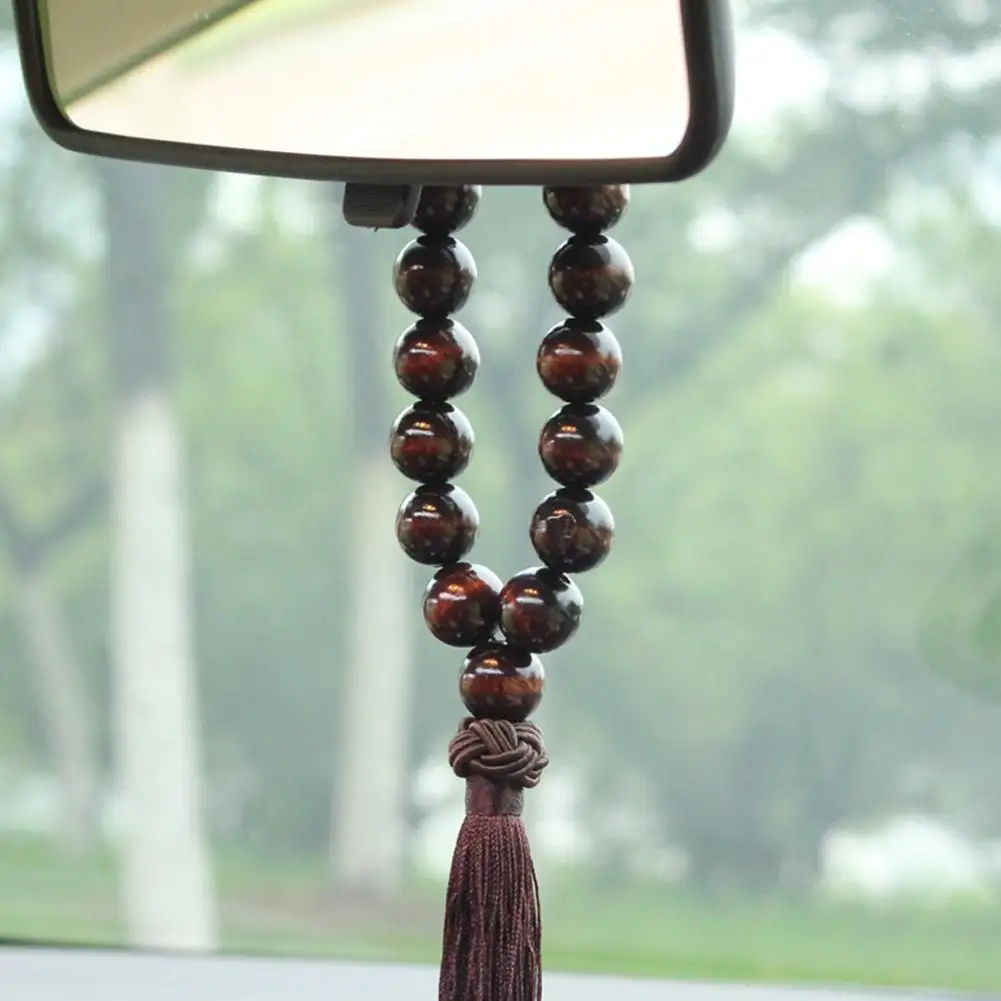 Car Pendant Wood Buddha Beads Car Rearview Mirror Hanging Pendant Interior Decor - £8.48 GBP