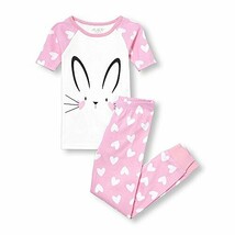 Girl&#39;s Pink Easter Bunny Hearts Cotton Pajama Set - $14.99