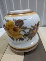 VTG 1960&#39;s Hurricane Lamp Shade Base Gone WithThe Wind Hand Painted Yellow Rose  - £78.21 GBP