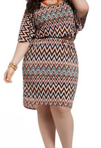 Ashley Stewart Taglie Forti 18/20 Zig Zag Righe Multicolore Elasticizzato Abito - £12.66 GBP