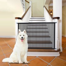 Baby Gate for Stairs No Drill 43.3&quot; W x 28.3&quot; H Portable Retractable Mesh Dog Ga - £18.48 GBP
