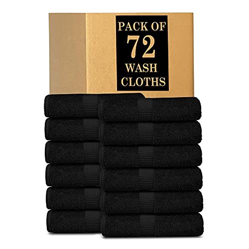 Primary image for Lavish Touch 100% Cotton 600 GSM Melrose Pack of 72 Wash Towels Black