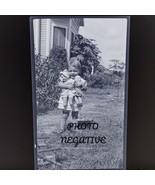 1920s Photo Negative Toddler Holding Baby Dolls Cuddle Cute Funny - $14.26 CAD