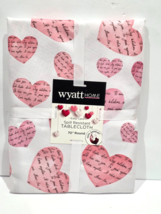 Valentines Day Wyatt Home Pink Hearts Fabric Tablecloth Kitchen Decor 70... - $29.69