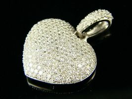 1.50Ct Round Cut Diamond 14K White Gold Over Puffed Heart Exclusive Pendant - £86.69 GBP