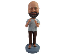Custom Bobblehead Naughty man showing off fingers weating a shirt, pants and ste - £70.32 GBP