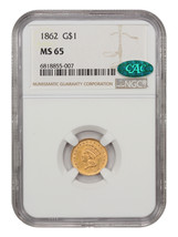 1862 G$1 NGC/CAC MS65 - £2,185.97 GBP