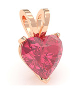 Pink Tourmaline Heart Solitaire Pendant In 14k Rose Gold - £198.98 GBP