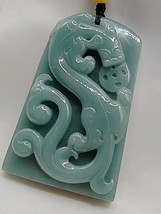 Icy Ice Bluish Green 100% Natural Jadeite Jade Dragon Pendant # 278.60 carat # - £707.96 GBP