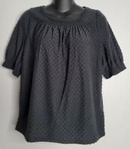 J. Crew Swiss Dot Top XS Short Sleeve Blouse NEW Black Extra Small - $26.99