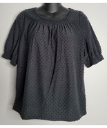 J. Crew Swiss Dot Top XS Short Sleeve Blouse NEW Black Extra Small - $26.99