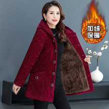 Corduroy Winter Coat Women Puffer Jacket Winter New Korean Style Long Ladies Ove - £52.97 GBP