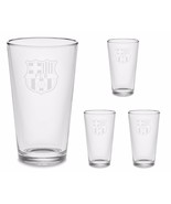 SET OF 4 - FC Barcelona Pub Beer Pint Etched Glasses FREE Decal Soccer F... - $36.00