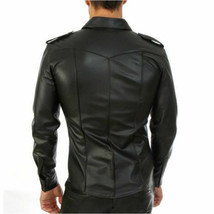 NAPPA PREMIUM LEATHER FULL SLEEVES SHIRT  UNIFORM FANCY COSTUME PARTY CUIR - £71.55 GBP