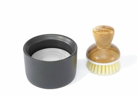 Full Circle Bubble Up Ceramic Soap Dispenser &amp; Bamboo Dish Brush, White/Gray - £17.52 GBP