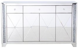Credenza Sideboard Modern Contemporary 60-In Silver Crystal Mirror - £1,590.63 GBP