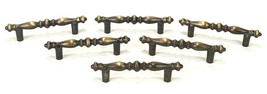 Lot Of 6 Brass DRAWER/CABINET Pulls - Round Ornate - 4.5&quot; Long - Vintage - £14.89 GBP