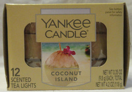 Yankee Candle 12 Scented Tea Light T/L Box Candles Coconut Island - £16.45 GBP