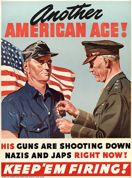 Another American Ace - Keep 'Em Firing - 1942 - World War II - Propaganda Poster - $9.99 - $32.99