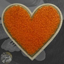 Heart in Orange Iron On Patch Applique Embellishment - $3.20