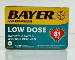 Bayer Aspirin Regimen 81mg Low Dose 120 count Coated Tablets Exp 7/2024 - $9.89