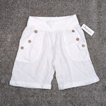 Puro Lino Shorts Women S/M White Linen Lightweight Breezy Cool Summery I... - $24.99