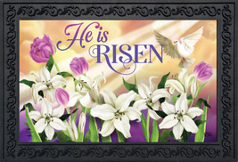 He Is Risen Lilies Easter Doormat Indoor Outdoor 30&quot; X 18&quot; - £34.93 GBP