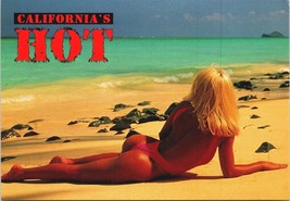 California&#39;s Hot Girl Postcard Risque Ocean 90&#39;s 80&#39;s Pinup Beach Blonde Butt - £8.39 GBP